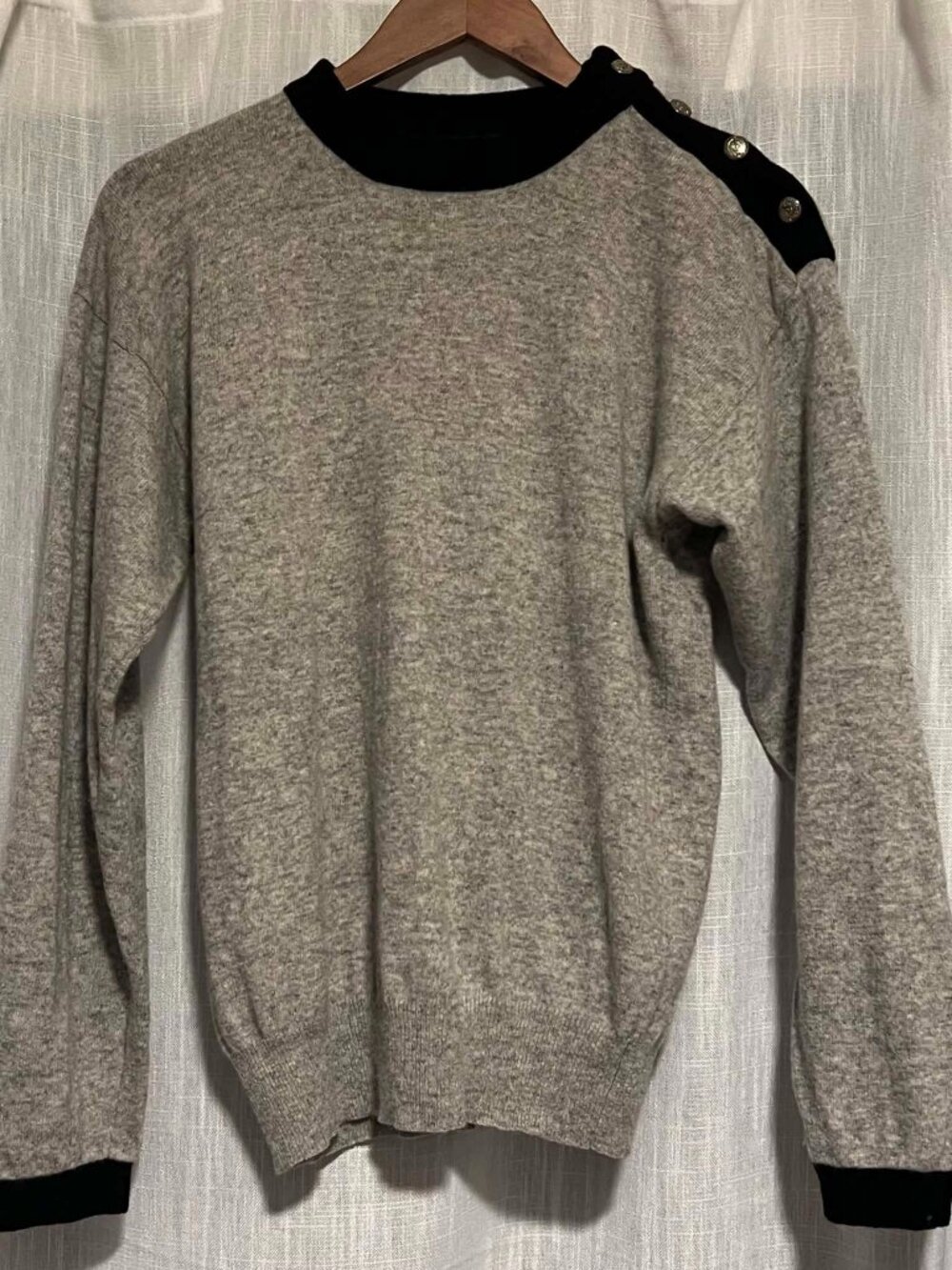 Vintage Oscar de la Renta Wool Blend Sweater Heather Grey/Black Size M